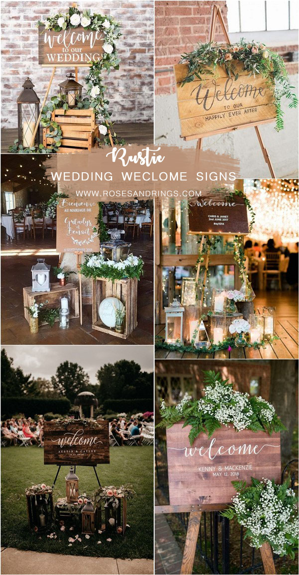 rustic wooden wedding welcome signs