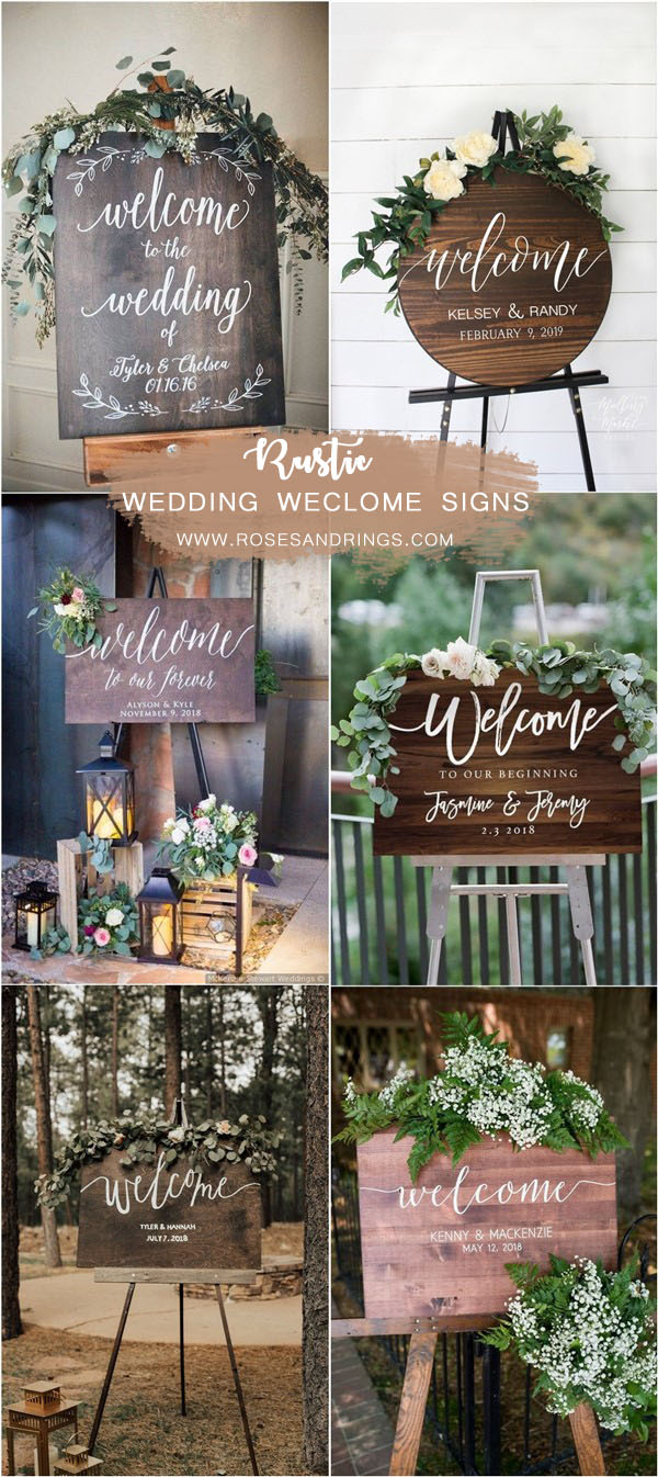 rustic wooden wedding welcome signs