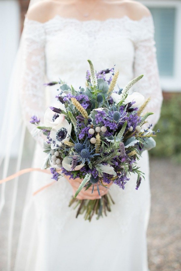 Copper dusky lilac wedding bouquet