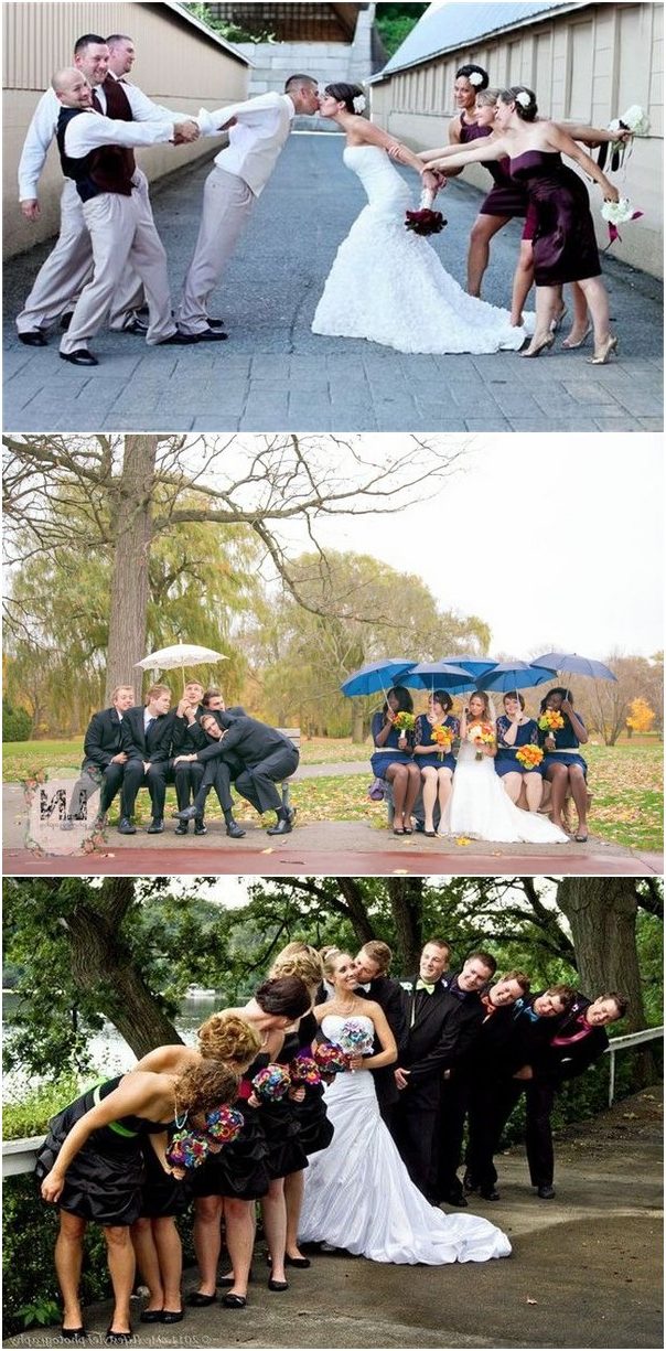 Funny wedding photo ideas with your bridesmaids and groomsmen - funny wedding pose ideas, bridesmaid photos, groomsmen wedding photo ideas, Creative wedding photography