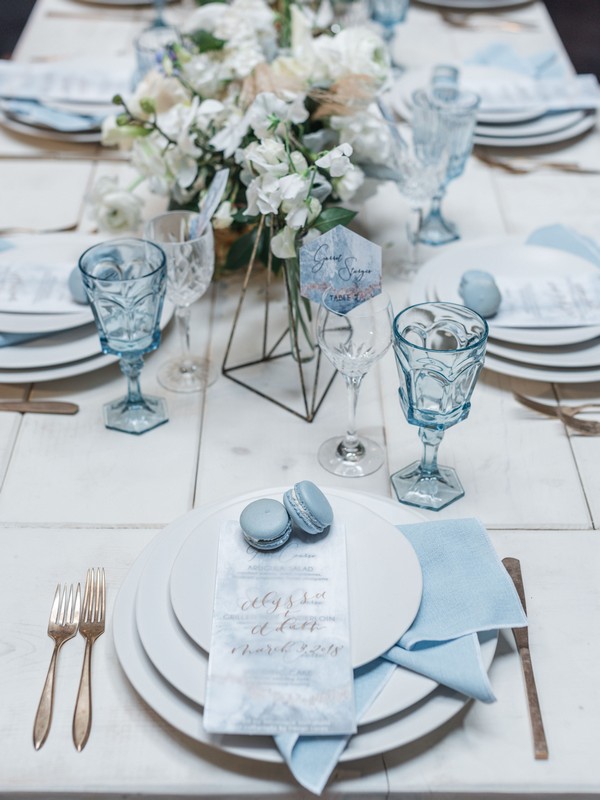 Light blue wedding event decor