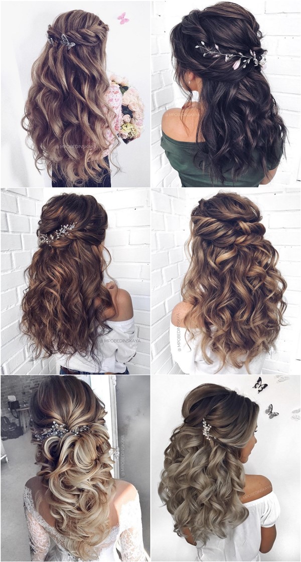 Long half up half down wedding hairstyles from mpobedinskaya