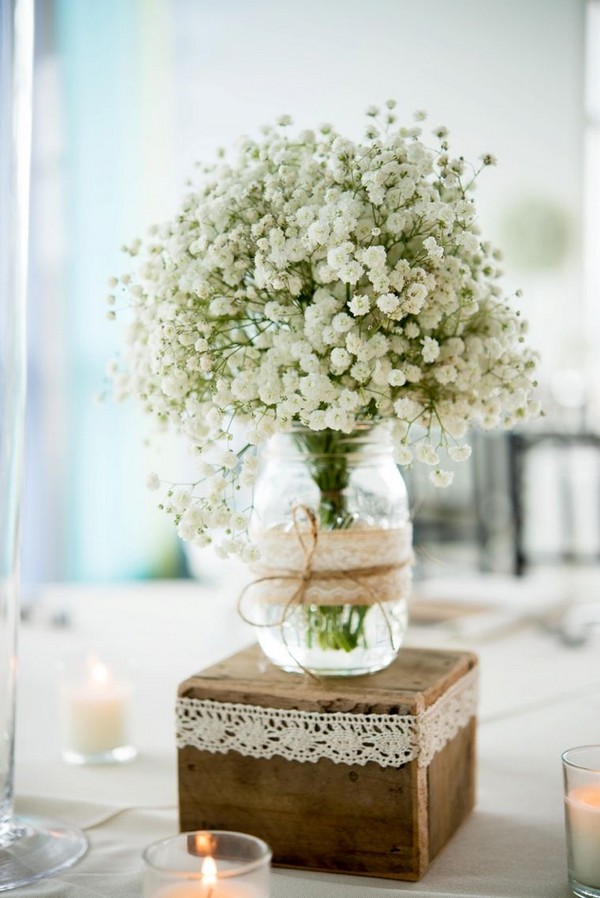 Rustic Green & White Nature Wedding Centerpiece