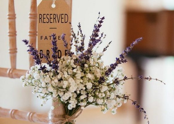 baby breath and lavender wedding ceremony decorations