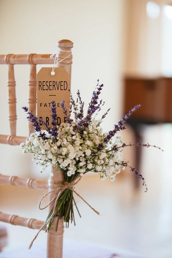 baby breath and lavender wedding ceremony decorations