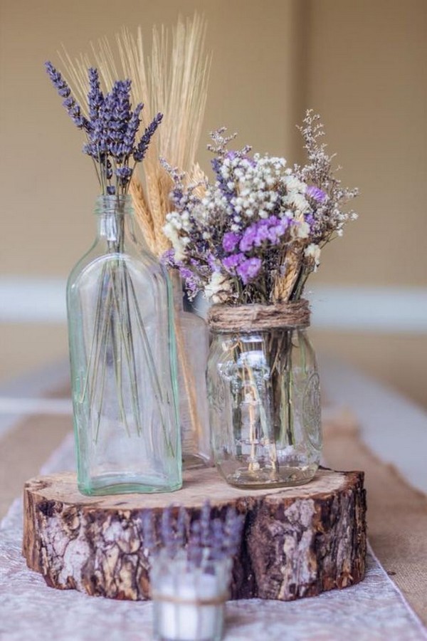 baby breath and lavender wedding flowers centerpieces