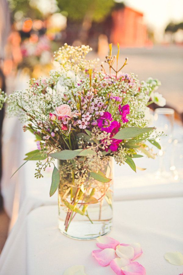 budget friendly wildflower wedding centerpiece