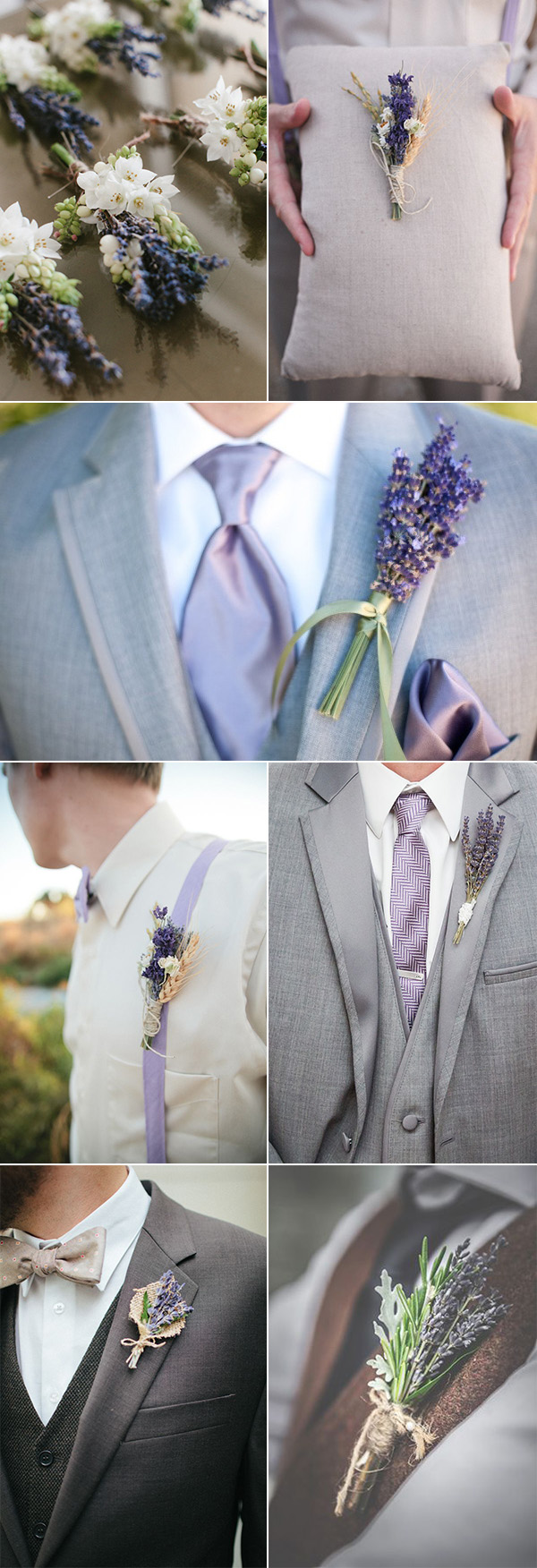 chic rustic lavender wedding boutonnieres for guys