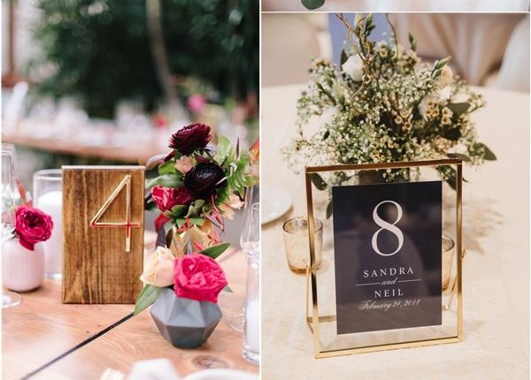 chic wedding table number and wedding centerpiece ideas