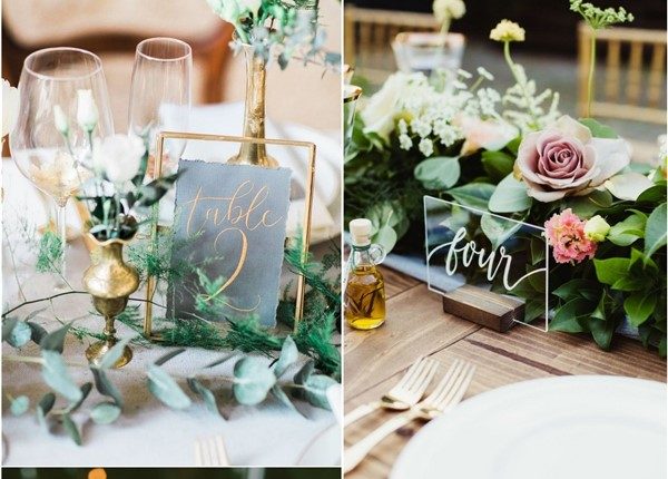chic wedding table number and wedding centerpiece ideas3