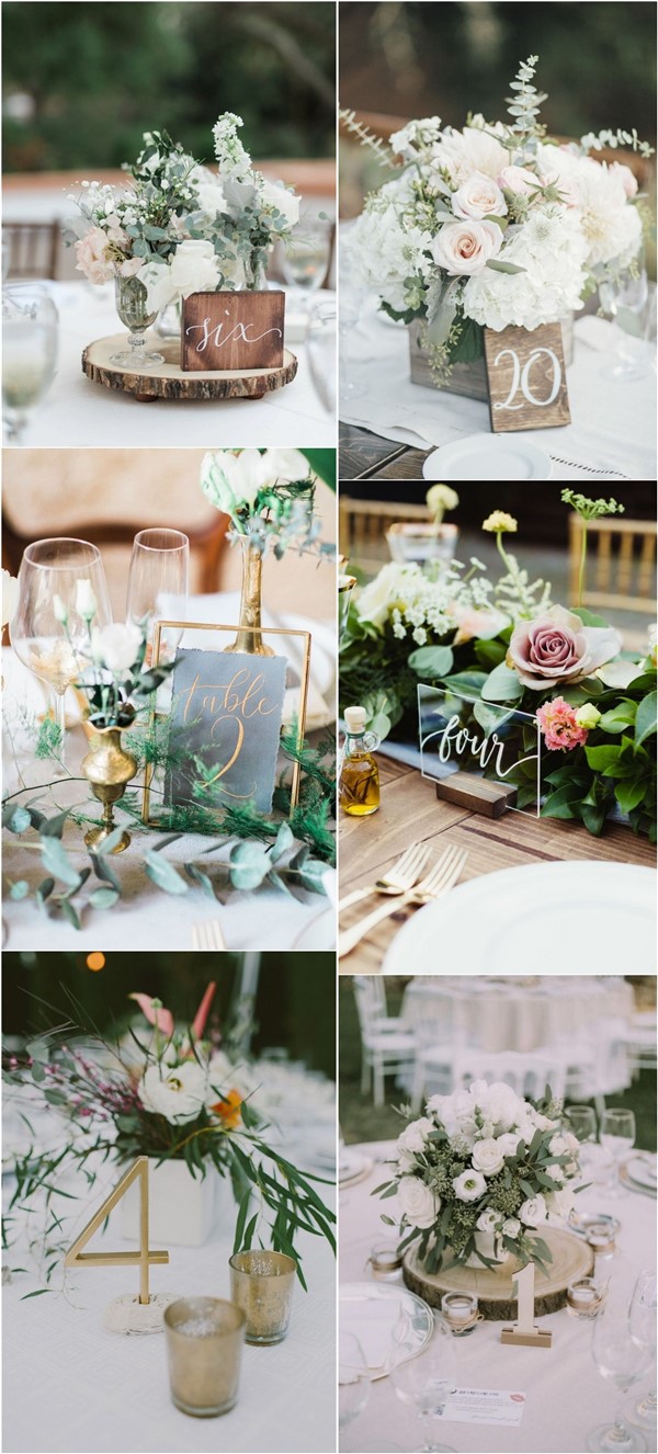 chic wedding table number and wedding centerpiece ideas