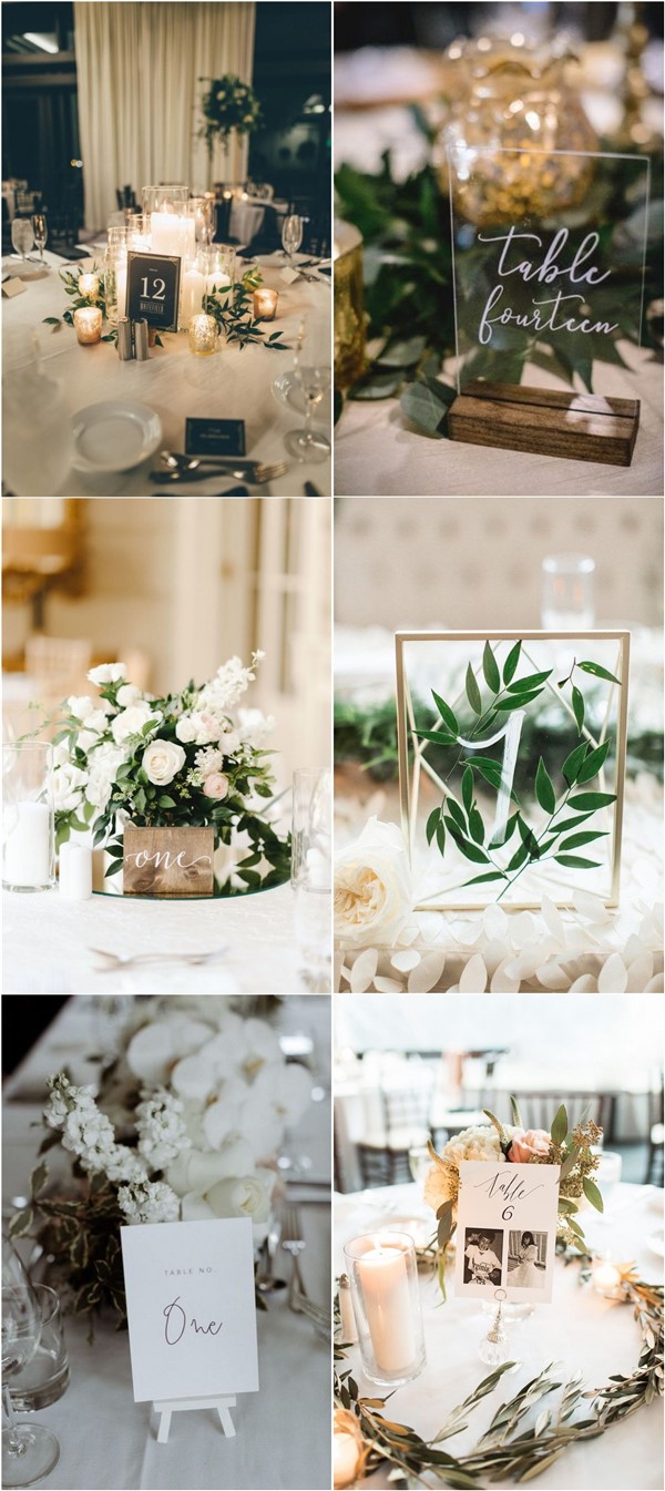 chic wedding table number and wedding centerpiece ideas