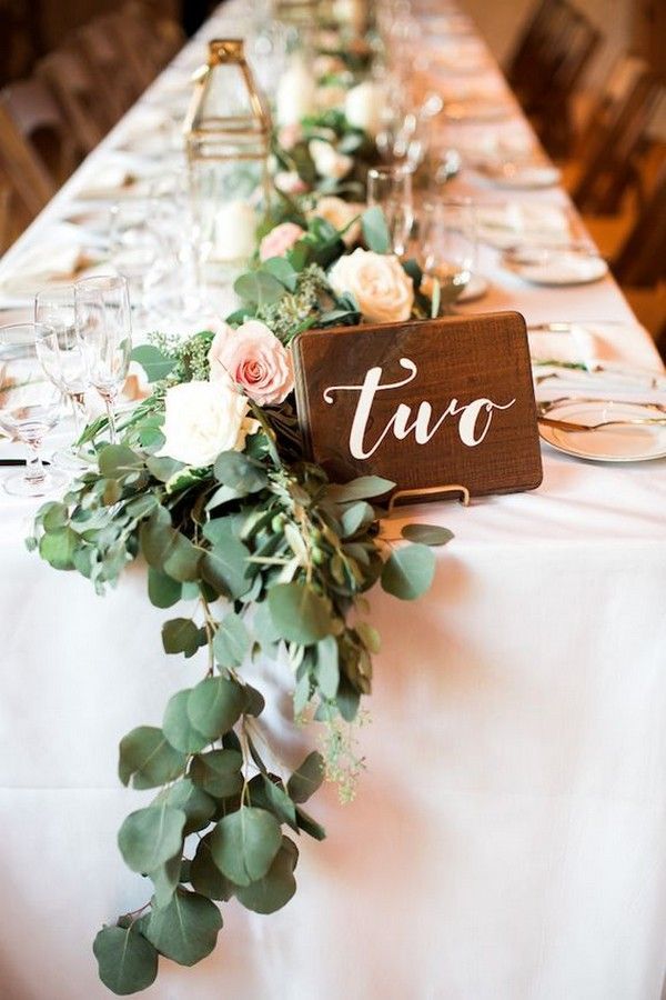 chic wood wedding table number ideas for long table