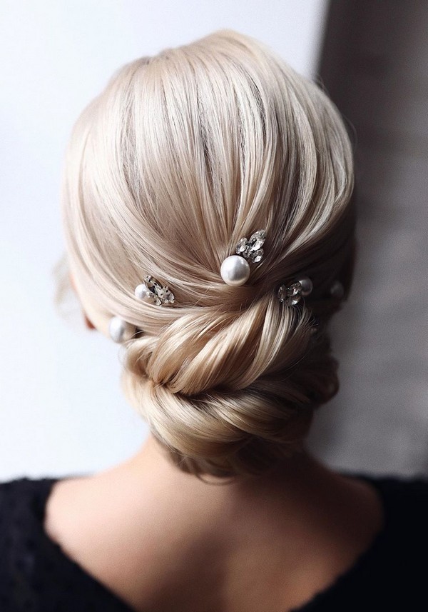 classic low bun updo wedding hairstyles