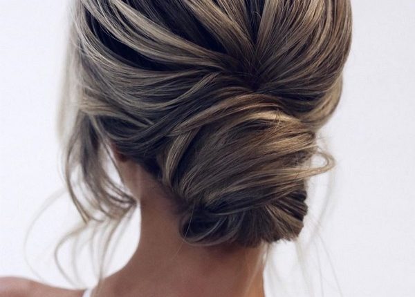 classic low bun updo wedding hairstyles 15