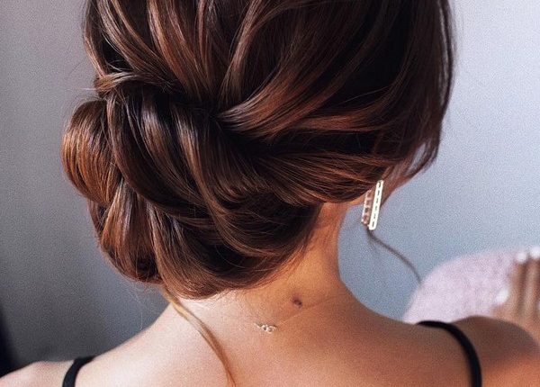 elegant low bun updo wedding hairstyle
