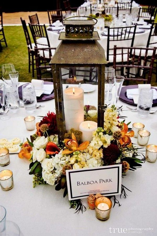 fall lantern wedding centerpiece