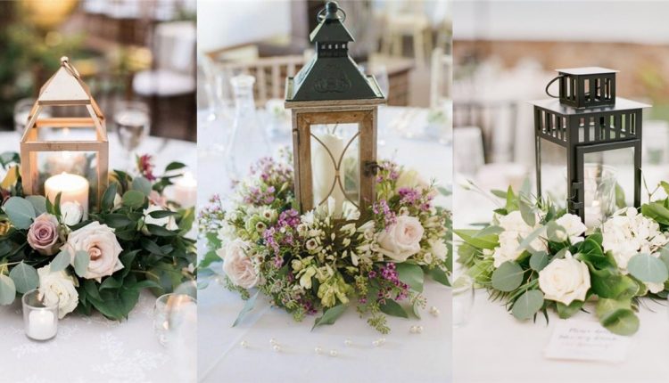 lantern and eucalyptus wedding centerpieces