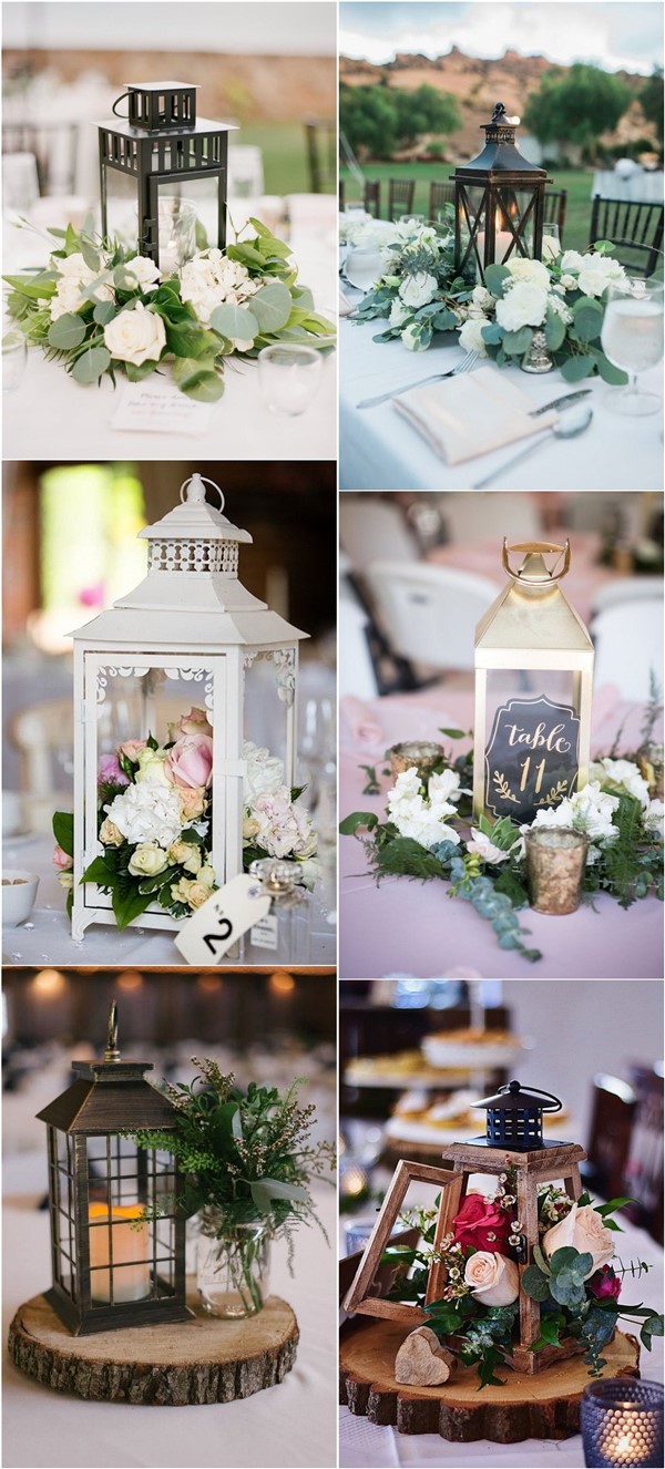 lantern wedding centerpiece with flowers