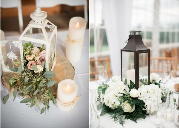 lantern wedding centerpiece with flowers2