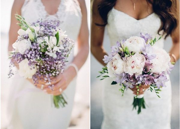 lavender and greenery eucalyptus wedding bouquets