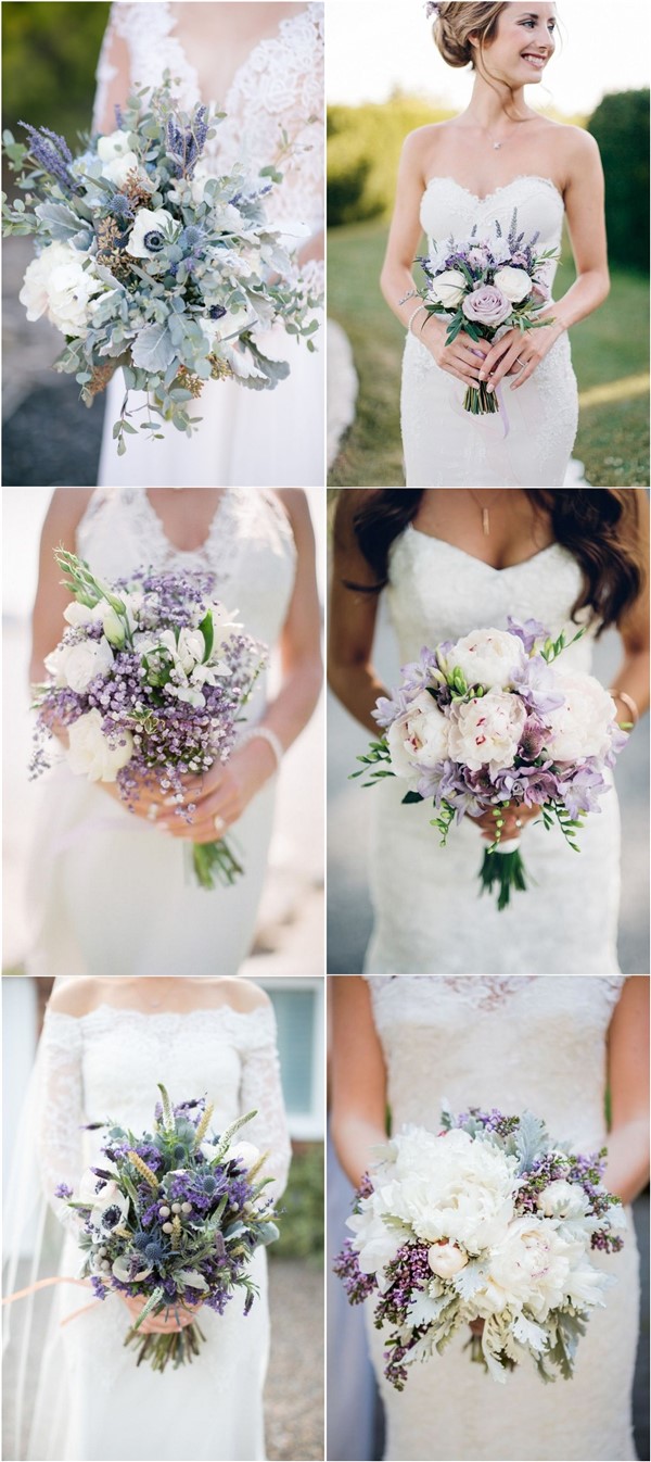 lavender and greenery eucalyptus wedding bouquets