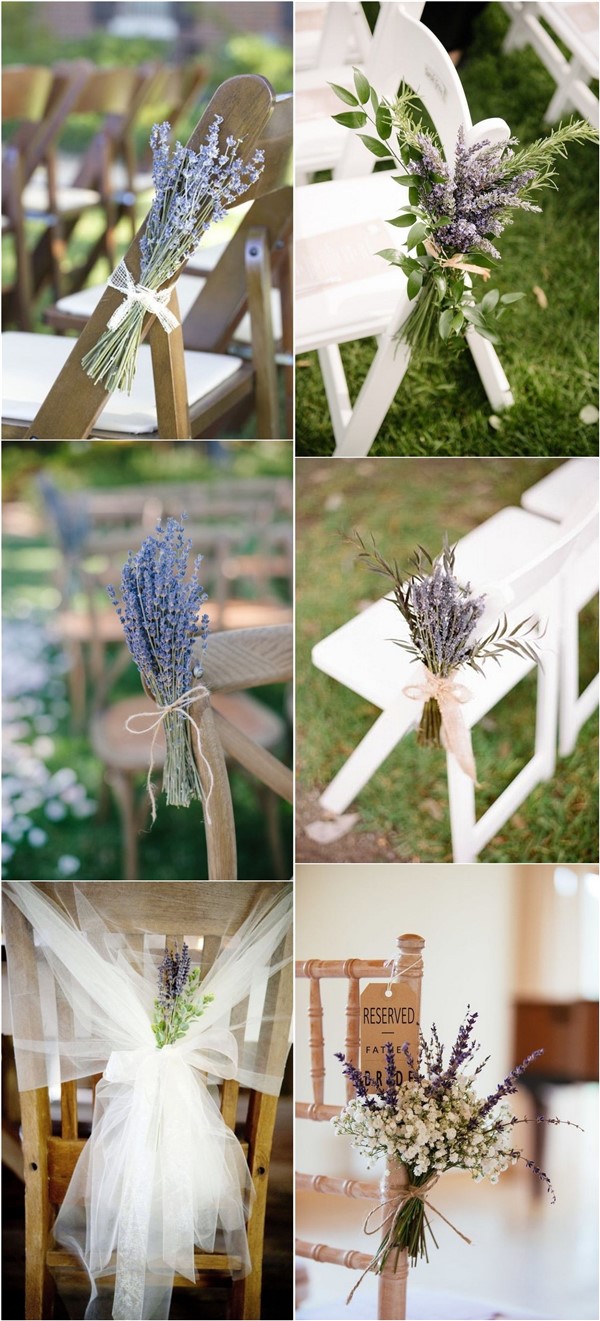 lavender and greenery wedding chair decoration ideas