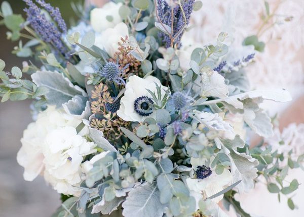 lavender and silver eucalyptus wedding bouquet