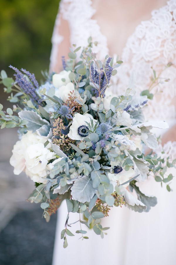 lavender and silver eucalyptus wedding bouquet