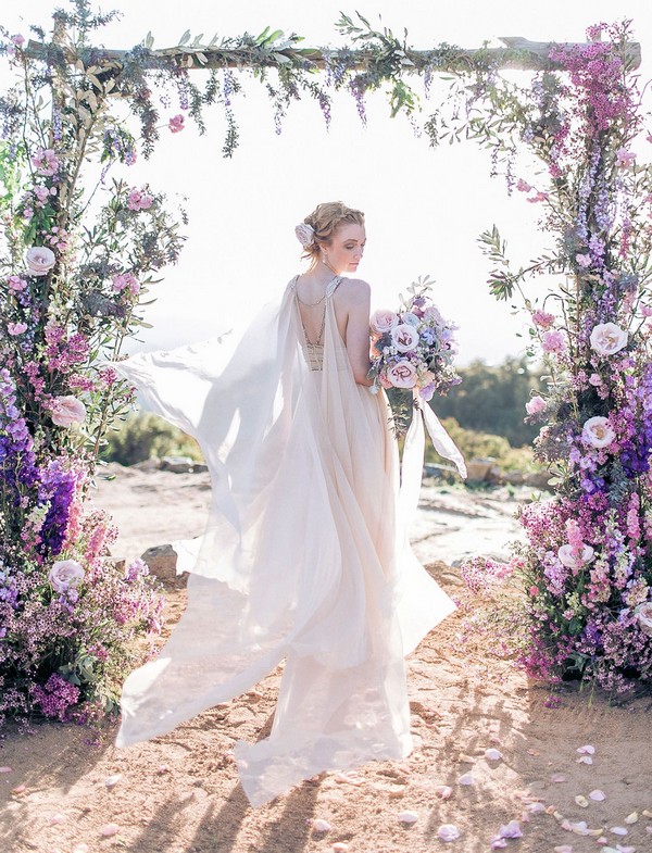 lavender purple floral wedding arch