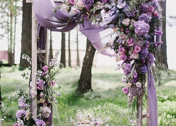 lavender purple floral wedding backdrop