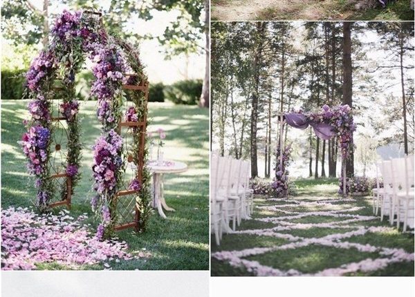 lavender purple floral wedding backdrop ideas