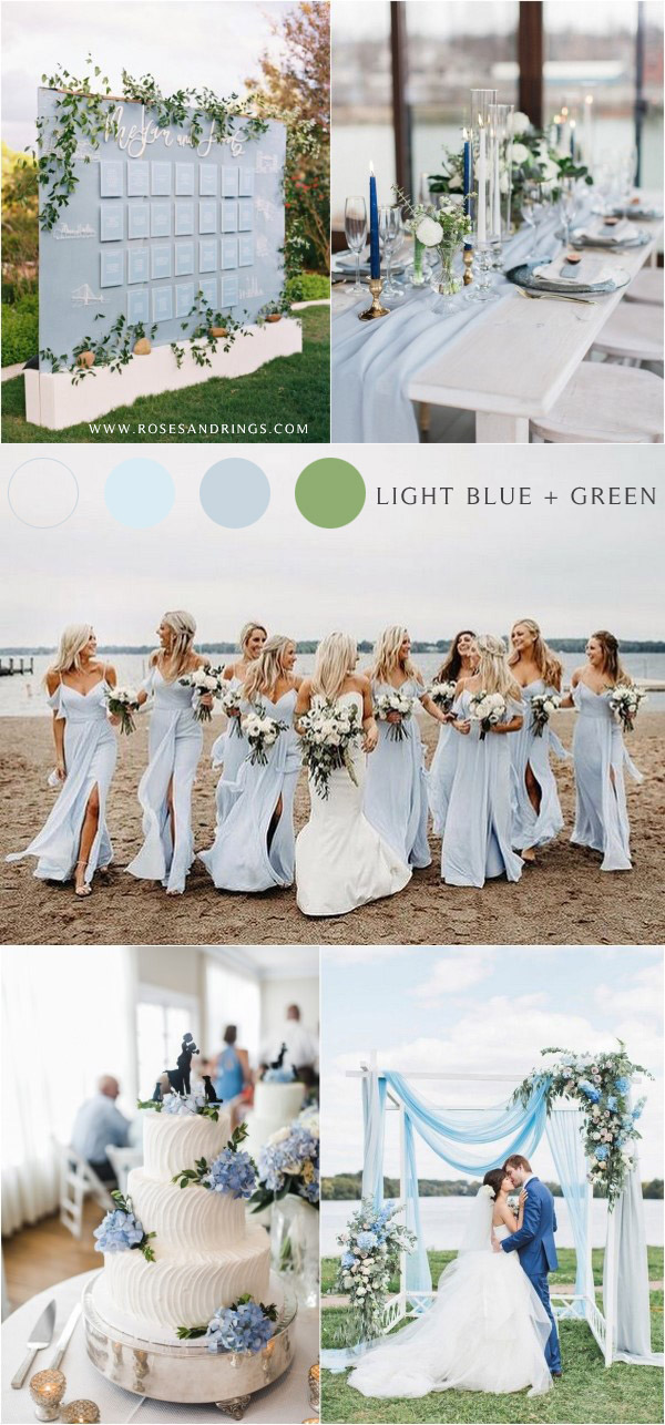 light blue and green spring summer wedding colors