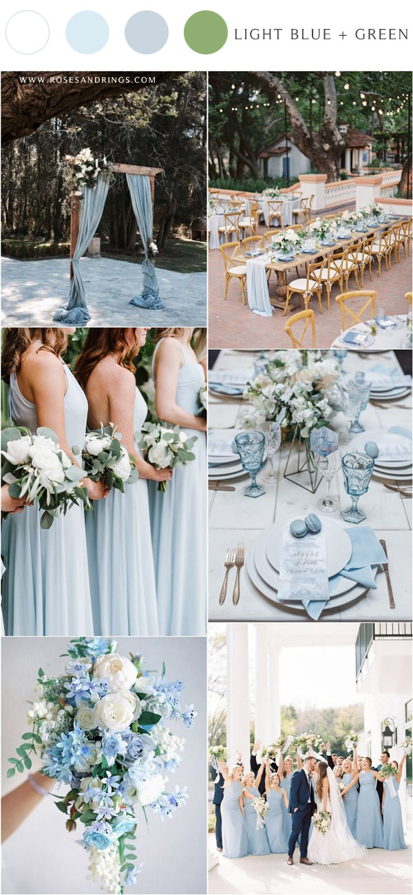 light blue and green spring summer wedding colors
