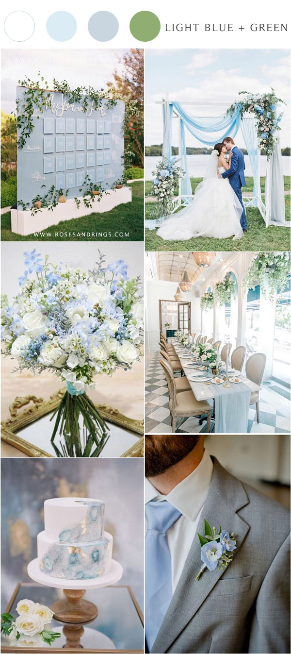 light blue and green spring summer wedding colors