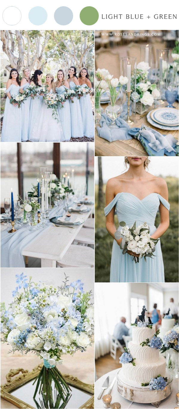 light blue and green spring summer wedding colors