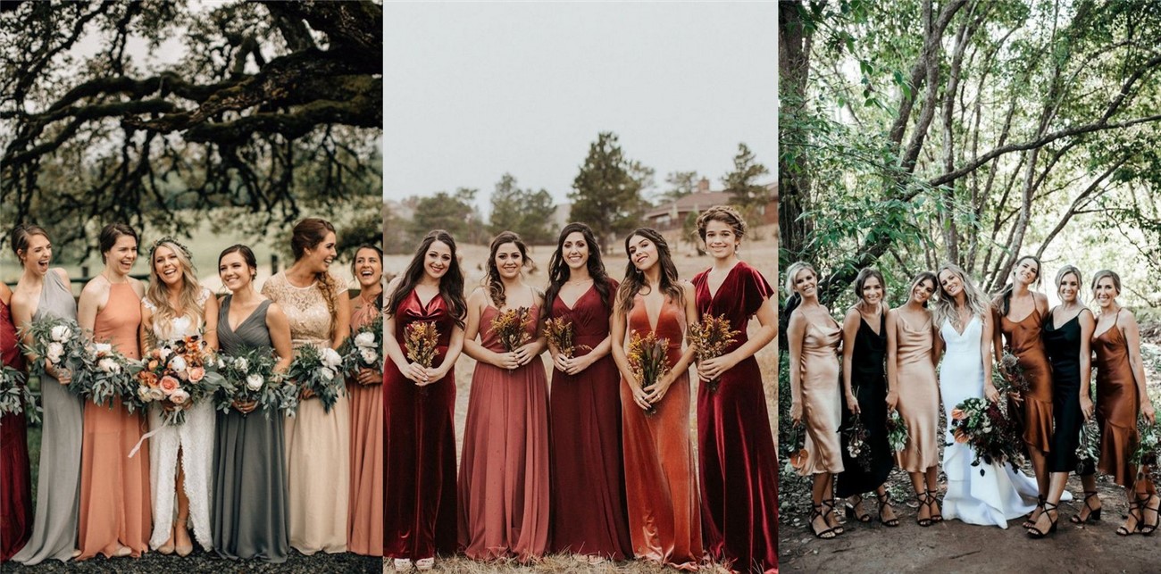 mismatched fall bridesmaid dresses