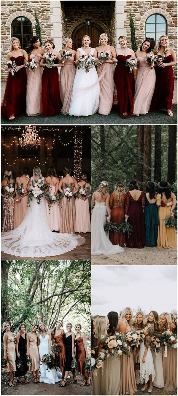 mismatched fall bridesmaid dresses