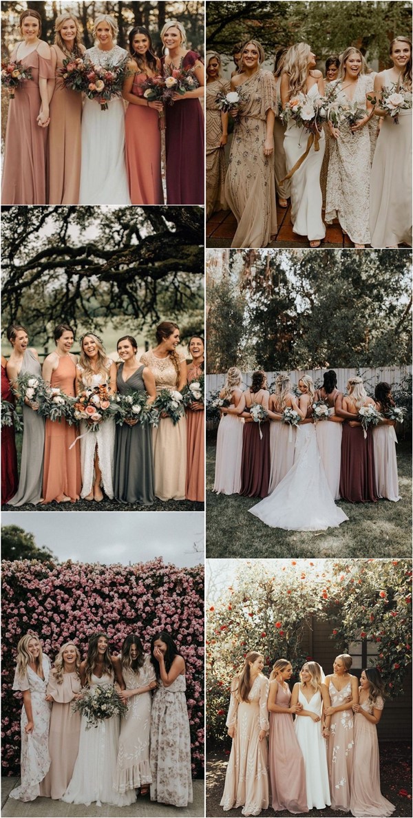 mismatched fall bridesmaid dresses