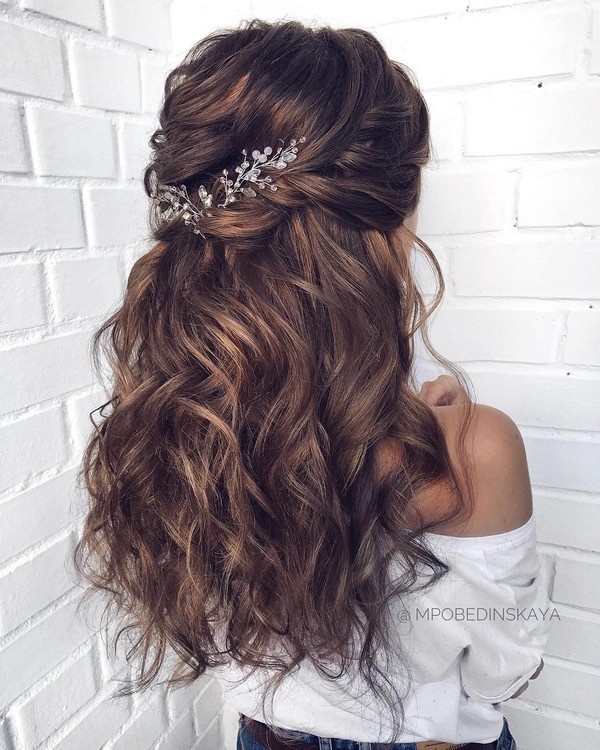 mpobedinskaya Long half up half down wedding hairstyles