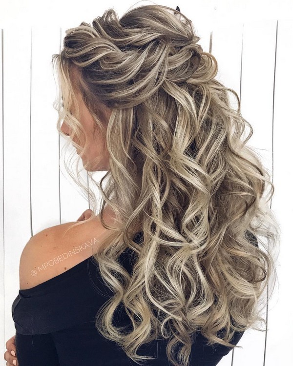 mpobedinskaya Long half up half down wedding hairstyles