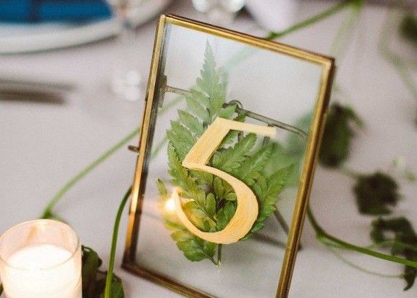 natural table numbers with pressed flowers