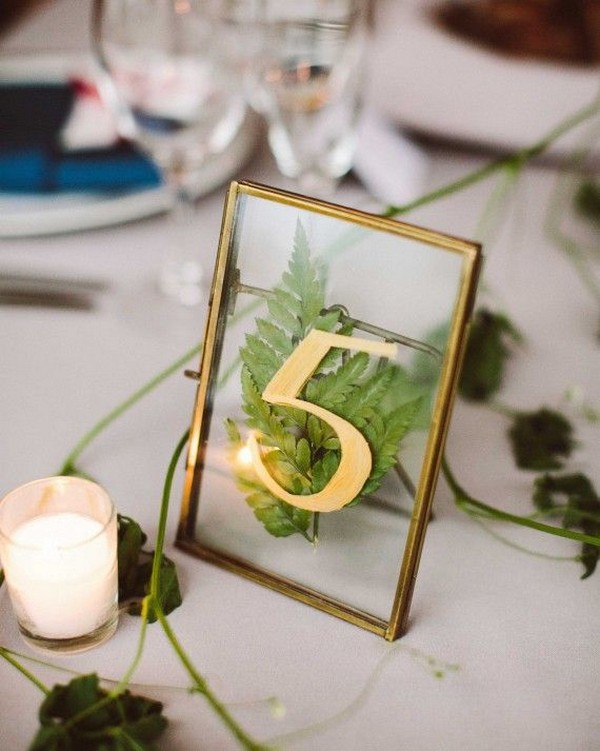 natural table numbers with pressed flowers