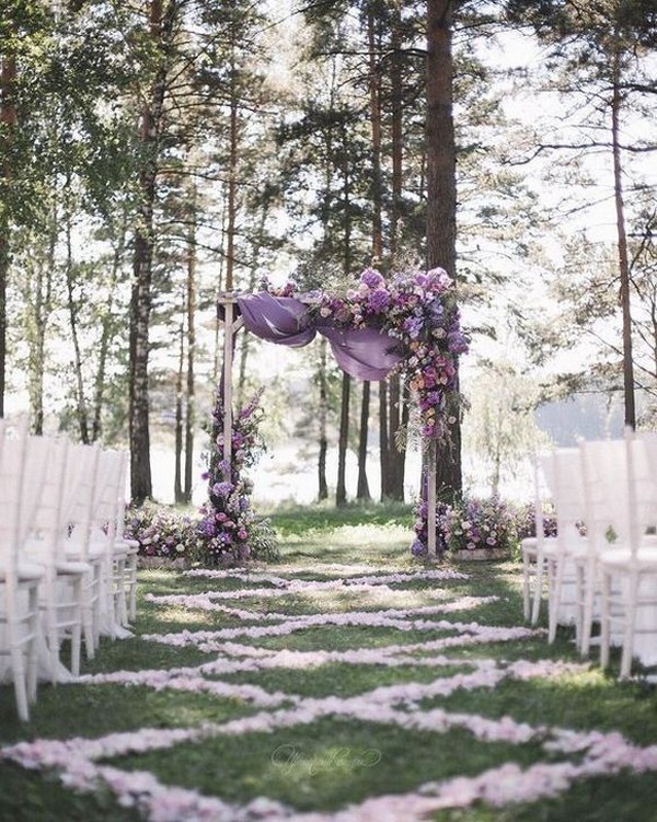 outdoor lavender floral wedding backdrop