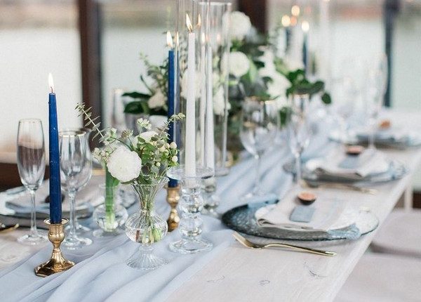 outdoor spring light blue wedding table