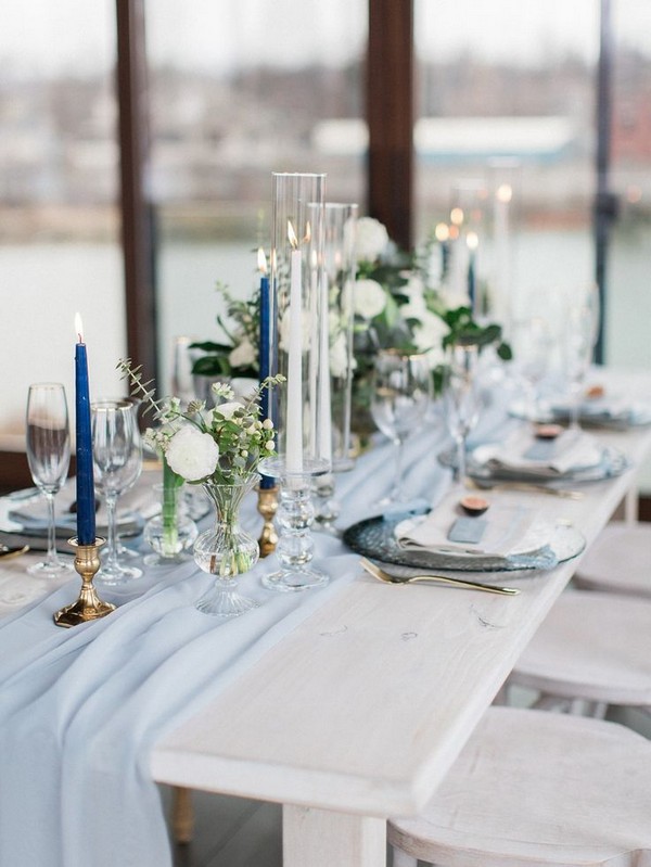 outdoor spring light blue wedding table