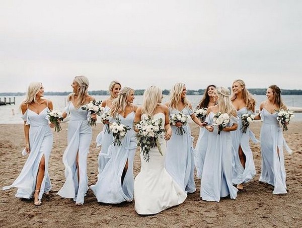 powder light blue bridesmaid dresses