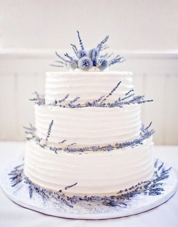 rustic buttercream wedding cake with lavender