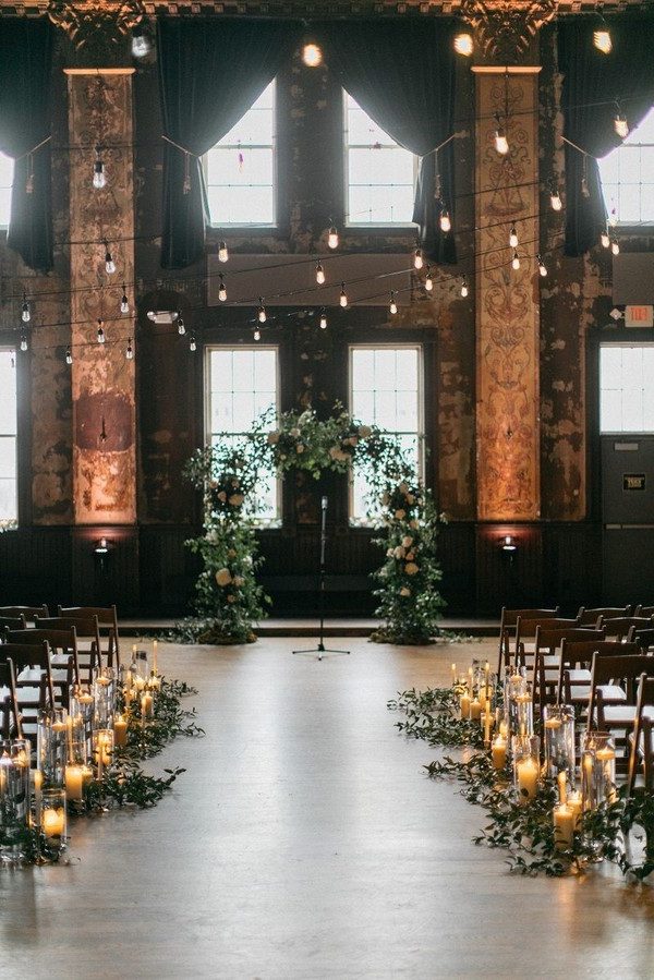 rustic loft wedding aisle decoration