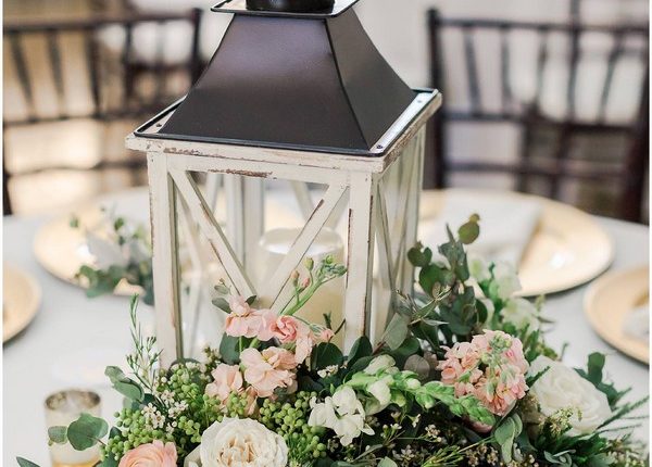rustic wooden lantern wedding centerpiece